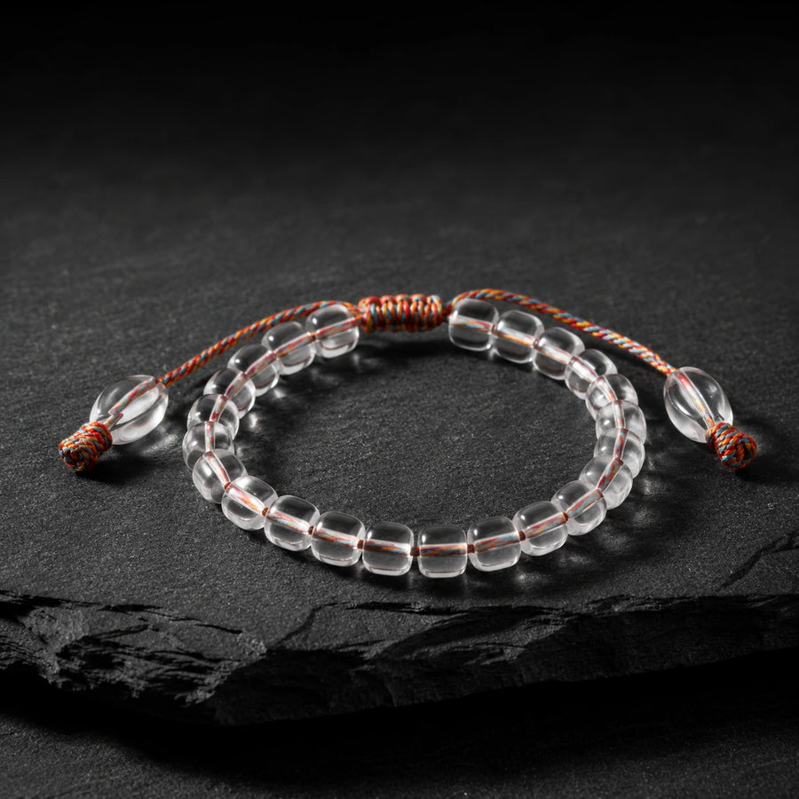 Tibetan clear quartz adjustable bracelet with Five-Color Cord by Kailora detail view 1 | Kailora