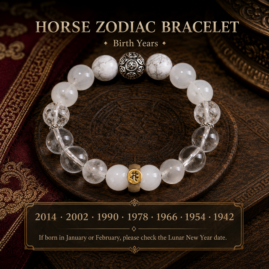 Horse Chinese zodiac bracelet birth years guide detail view 2 | Kailora