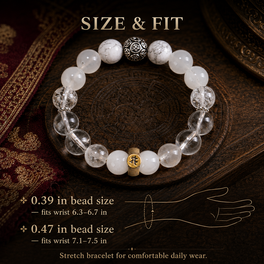 Horse zodiac bracelet bead size and wrist fit guide in inches detail view 6 | Kailora