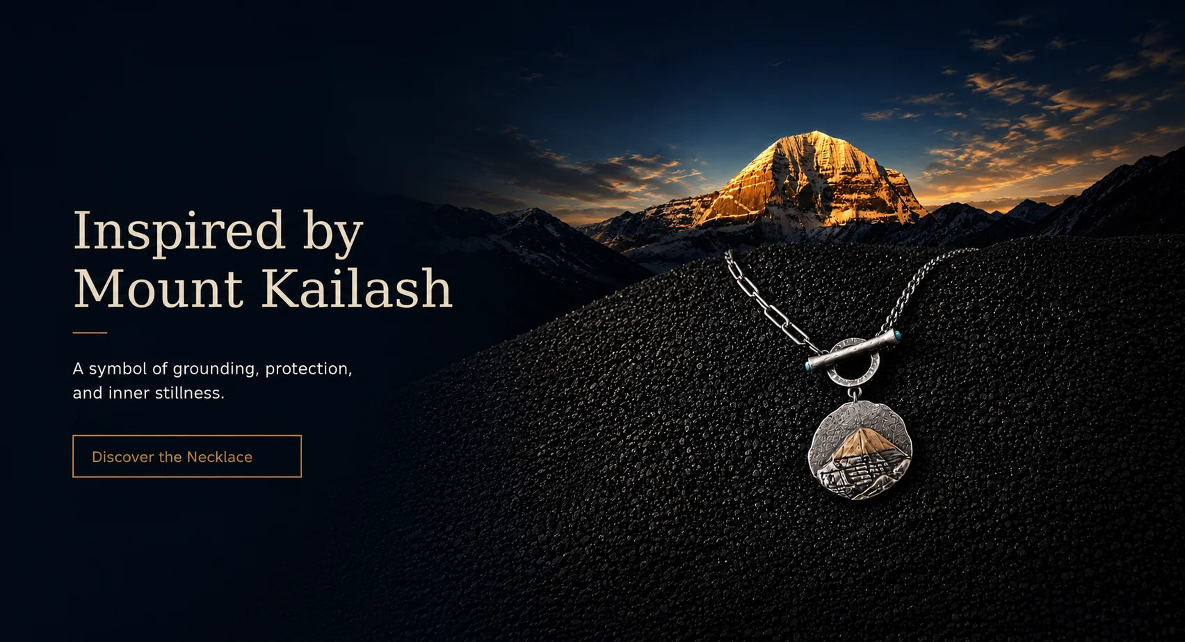Explore the Kailora Mount Kailash pendant necklace