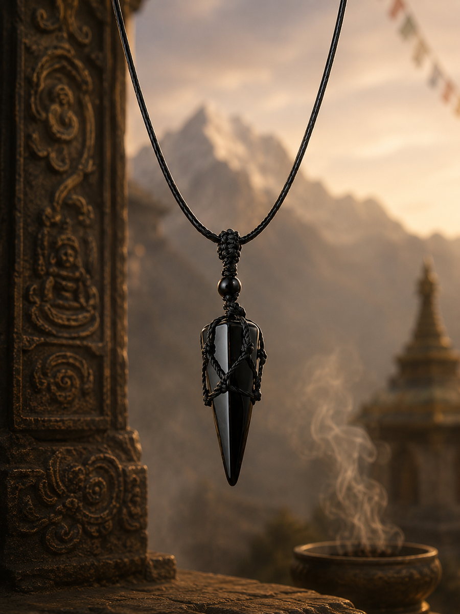 Kailora gift-ready packaging for Obsidian and Amethyst Spike Necklace detail view 5 | Kailora