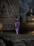 Stone spike pendant close-up on waxed cord by Kailora thumbnail 10 | Kailora