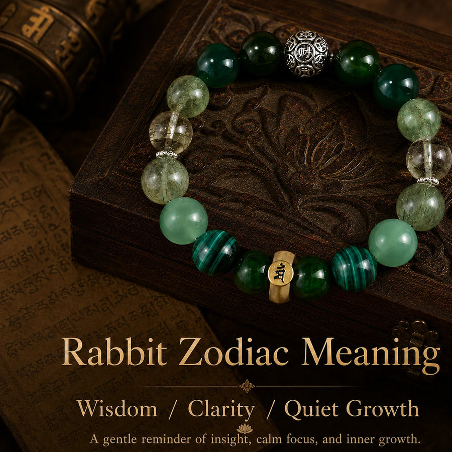 Rabbit zodiac bracelet meaning wisdom clarity and quiet growth detail view 3 | Kailora