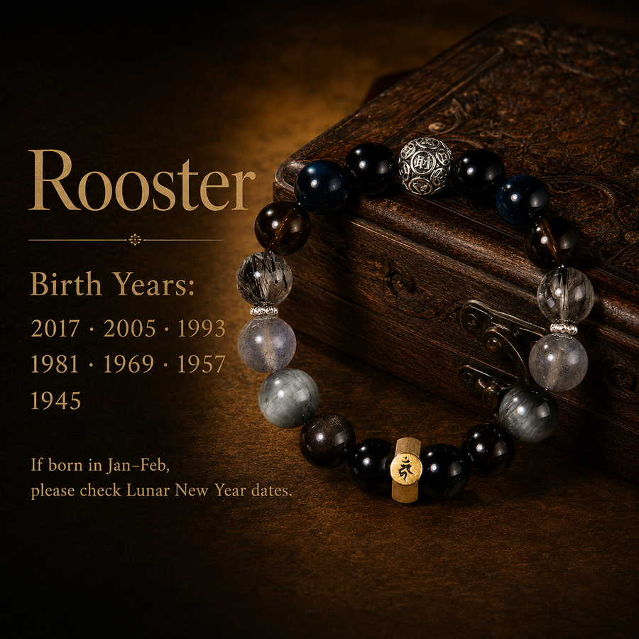 Rooster Chinese zodiac bracelet birth years guide detail view 2 | Kailora