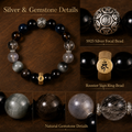 Rooster zodiac bracelet S925 silver focal bead and zodiac ring detail thumbnail 5 | Kailora