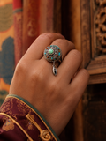 Kailora S925 silver six-syllable mantra spinner ring front view thumbnail 1 | Kailora