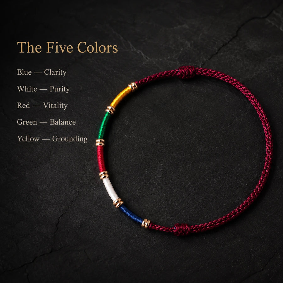 Five-color meaning of the Kailora Tibetan prayer flag bracelet detail view 6 | Kailora