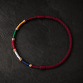 Tibetan five-color prayer flag cord bracelet in burgundy by Kailora thumbnail 2 | Kailora