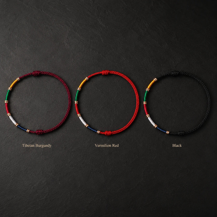 Three cord colors of the Kailora Tibetan five-color prayer flag bracelet detail view 5 | Kailora