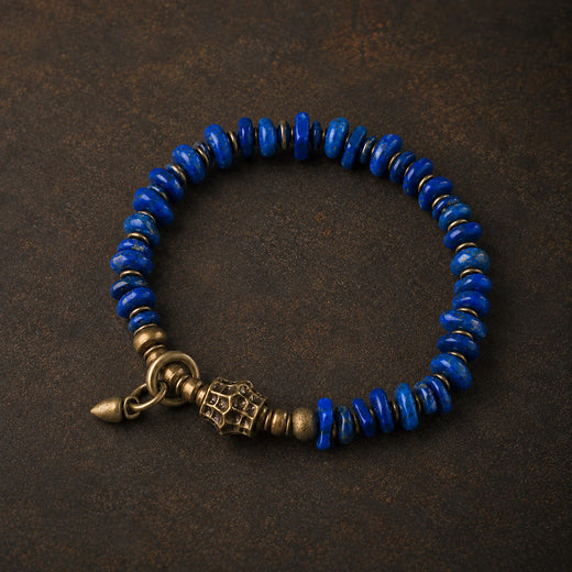 Tibetan-Inspired Lapis Lazuli & Brass Bracelet