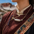 Tibetan-Inspired Dzi Agate Cord Necklace with Zaki Lhamo Charm | Kailora thumbnail 7 | Kailora