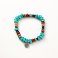 Clean product view of Tibetan-inspired turquoise harmony bracelet with silver-toned charm thumbnail 6 | Kailora