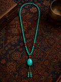 Kailora natural turquoise 108 mala necklace worn for everyday styling thumbnail 3 | Kailora