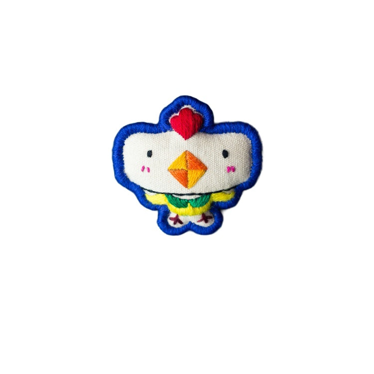 You Rooster Chinese Zodiac hand-embroidered cotton-linen brooch handcrafted in Tibet detail view 11 | Kailora