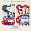 Close-up hand embroidery details of Kailora Chinese Zodiac cotton-linen brooches crafted in Tibet thumbnail 15 | Kailora