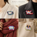 Kailora Chinese Zodiac brooches styled on clothing, scarf and tote bag thumbnail 20 | Kailora