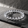 Natural Himalayan clear quartz barrel bead bracelet in soft daylight thumbnail 3 | Kailora