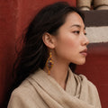 Tibetan-Inspired Hand-Crocheted Leather Earrings for Vital Energy | Kailora thumbnail 3 | Kailora