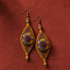 Tibetan-Inspired Hand-Crocheted Leather Embroidered Earrings thumbnail 5 | Kailora