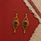 Tibetan-Inspired Hand-Crocheted Leather Embroidered Earrings thumbnail 2 | Kailora