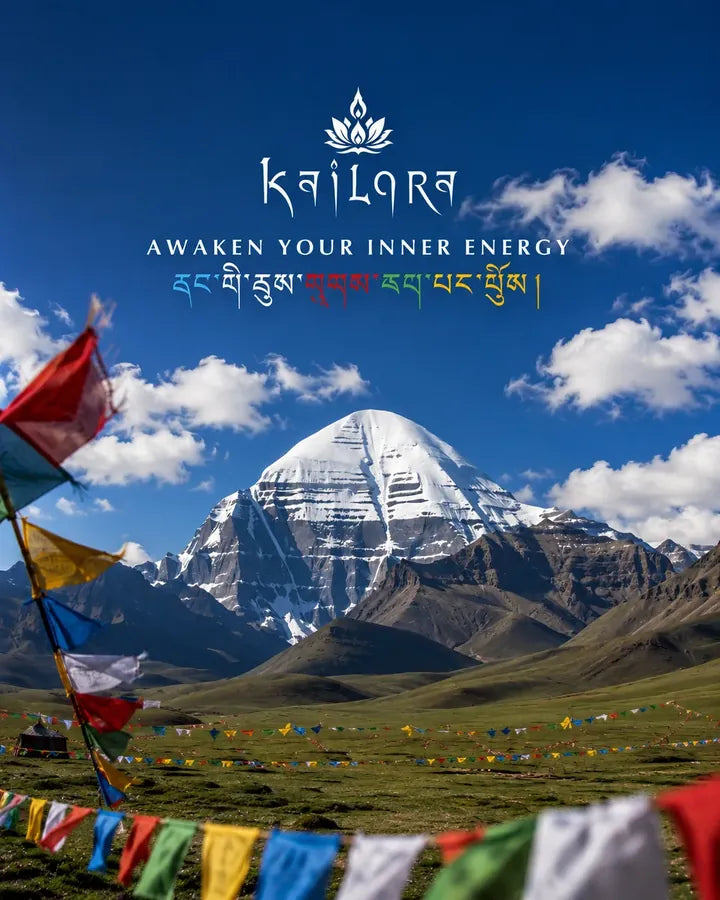 Mount Kailash with Kailora brand statement