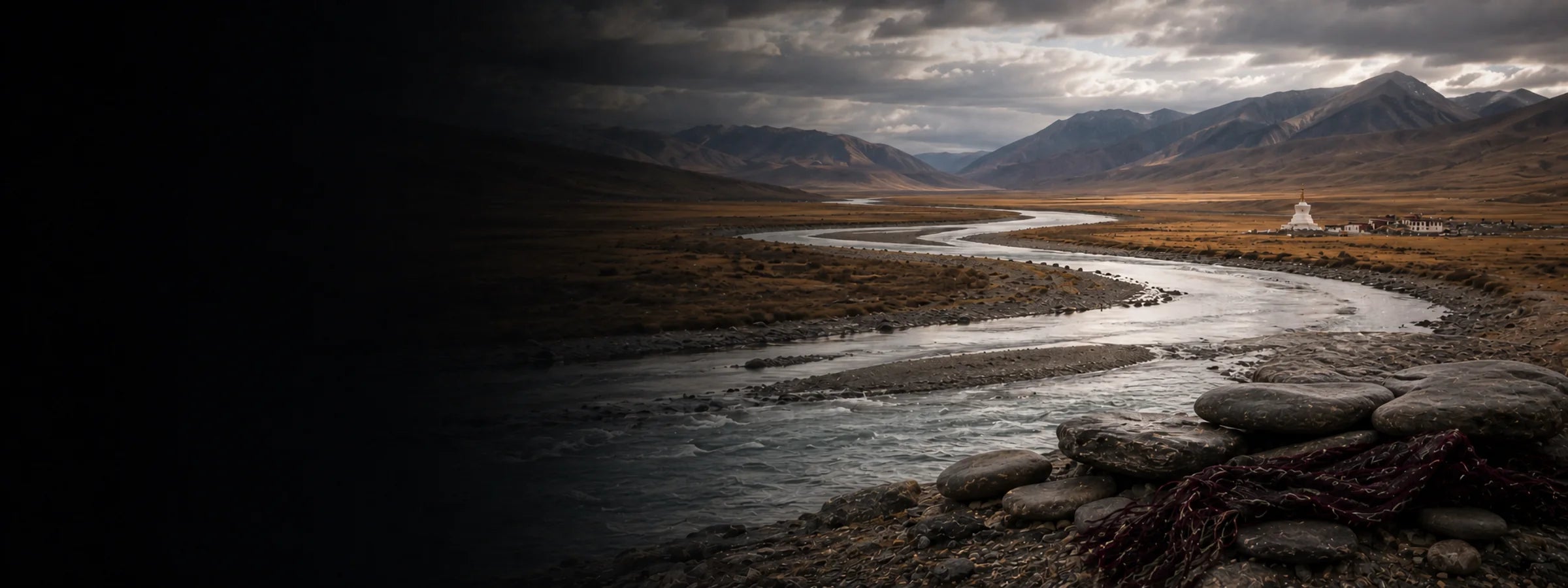 Winding Tibetan plateau river for the Kailora Karma and Balance jewelry collection