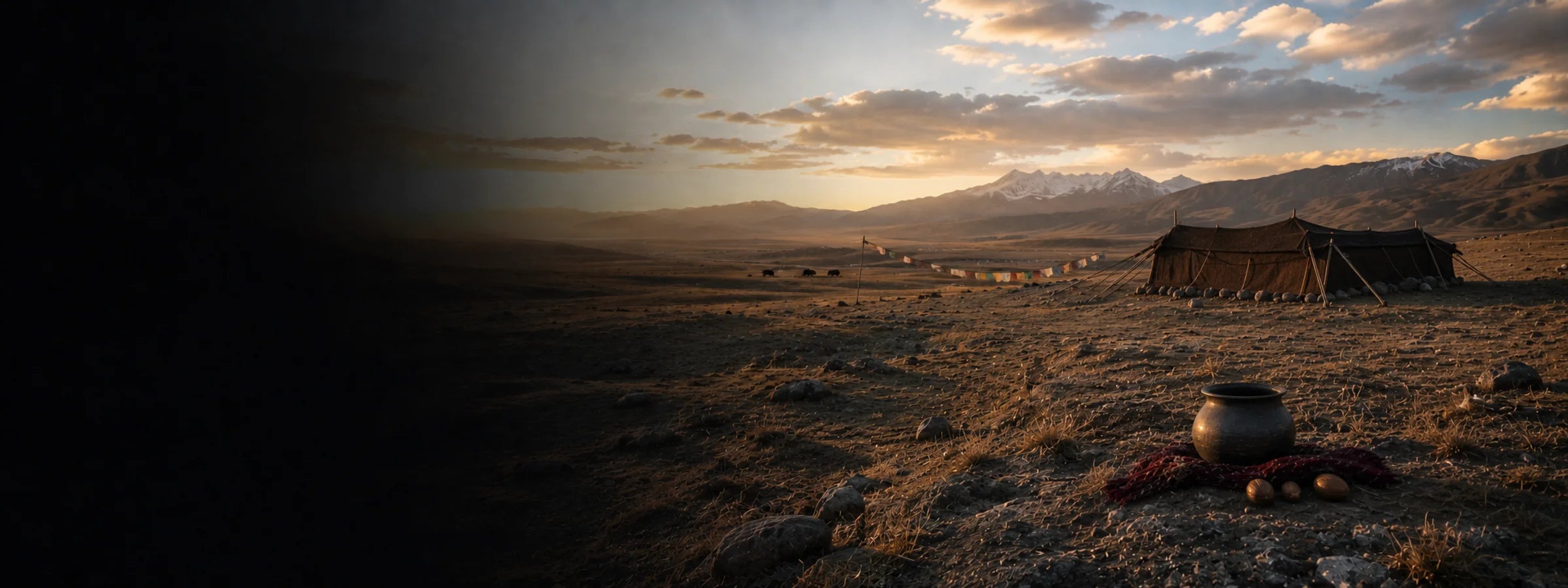 Tibetan nomadic highland scene for the Kailora Manifestation and Abundance jewelry collection